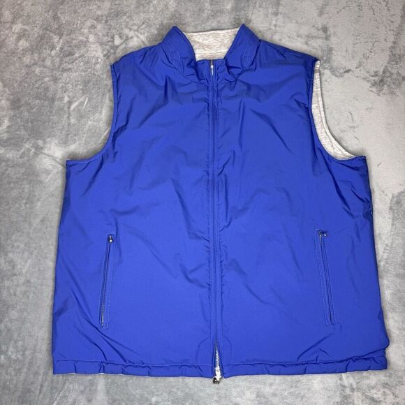 Peter Millar Sz XL Crown Reversible Soft Golf Vest 2-Way Full Zip Gray Blue Mens - Picture 2 of 16